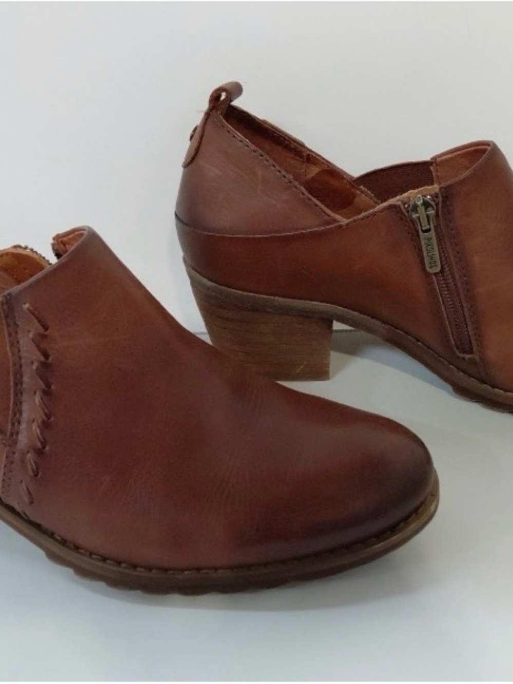 Pikolinos Brown Leather Block Heel Booties EU 39 excellent condition